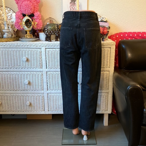 Agolde 100% Cotton high waisted baggy destructed jeans faded black wash size 24 - Picture 3 of 12